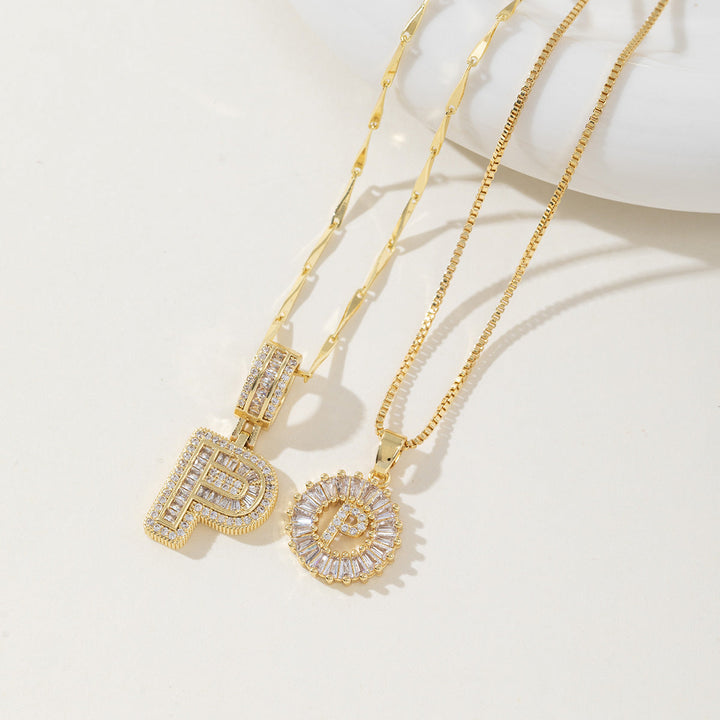 AISHA™ - Colliers pendentifs élégants avec initiale (lot de 2)