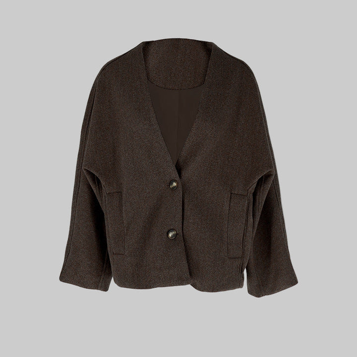 LAYA™ - Manteau chic à manches longues et col en V boutonné
