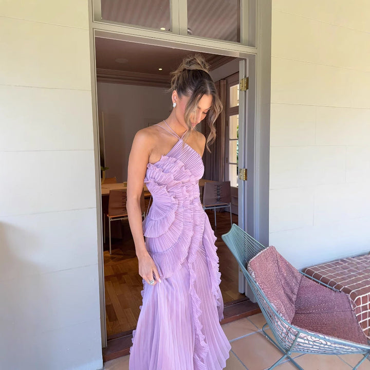 REGINE™ - Élégante robe longue d'été Lotus à col halter