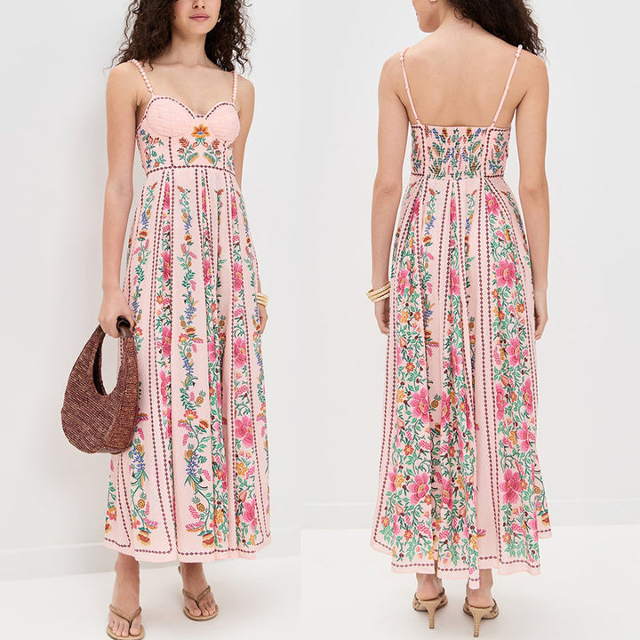 IDONNA™ – Robe longue d'été élégante sans manches à imprimé floral.