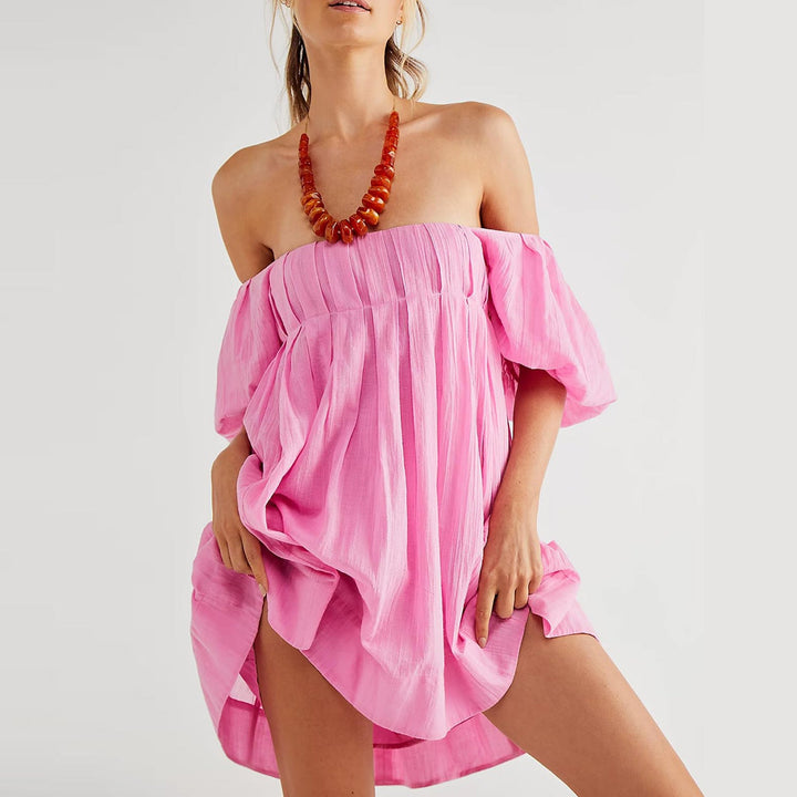 DALAWA™ - Mini-robe d'été chic à manches bouffantes et col carré