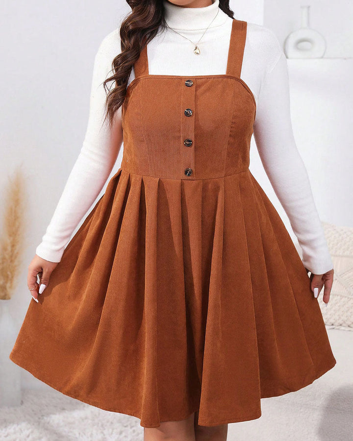 NADELEINE™ - Robe mini sans manches plissée grande taille décontractée