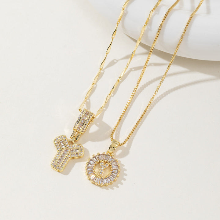 AISHA™ - Colliers pendentifs élégants avec initiale (lot de 2)