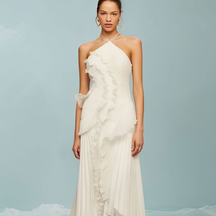 REGINE™ - Élégante robe longue d'été Lotus à col halter