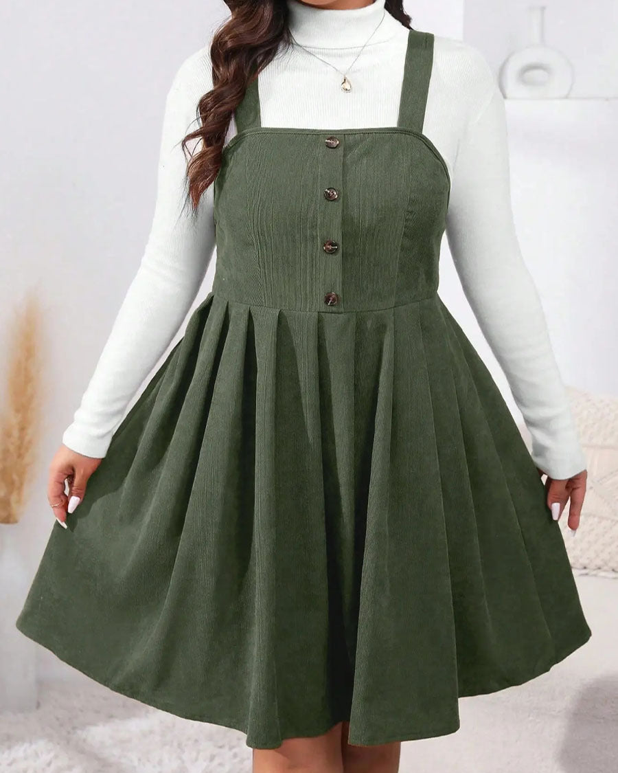 NADELEINE™ - Robe mini sans manches plissée grande taille décontractée