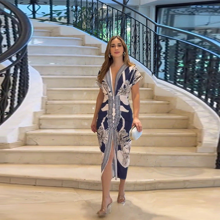 LUCIANA™ – Robe midi élégante et décontractée à manches courtes