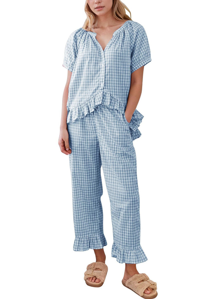 Hadley™ - Ensemble pyjama à carreaux vichy et manches bouffantes
