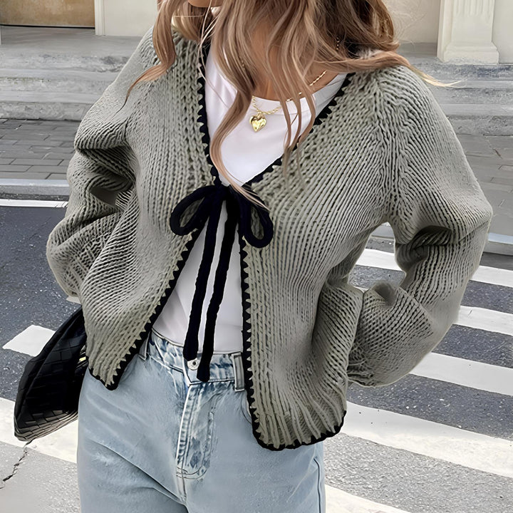 ALULAH™ - Gilet chic à manches longues et ouverture sur le devant avec ruban