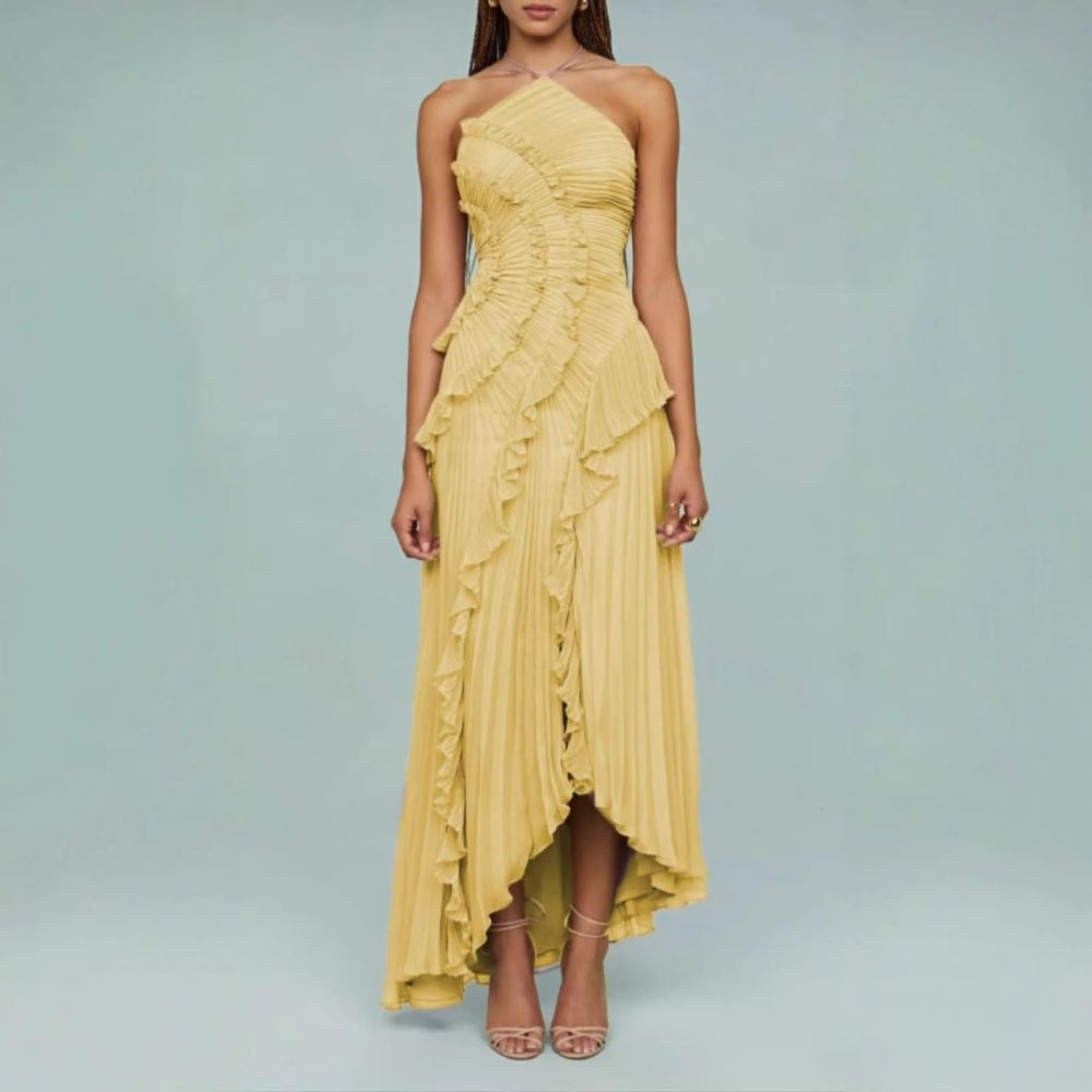 REGINE™ - Élégante robe longue d'été Lotus à col halter