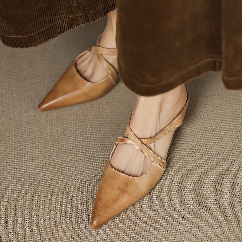 ALUNA | Mules en Cuir Véritable
