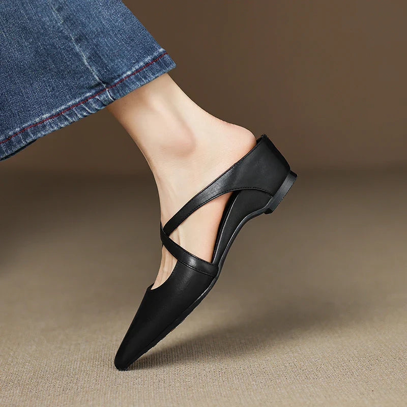 ALUNA | Mules en Cuir Véritable