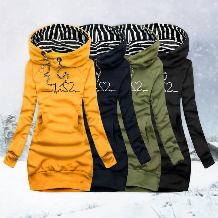 PULSE™ - Sweat à capuche confortable à motif battements de cœur 