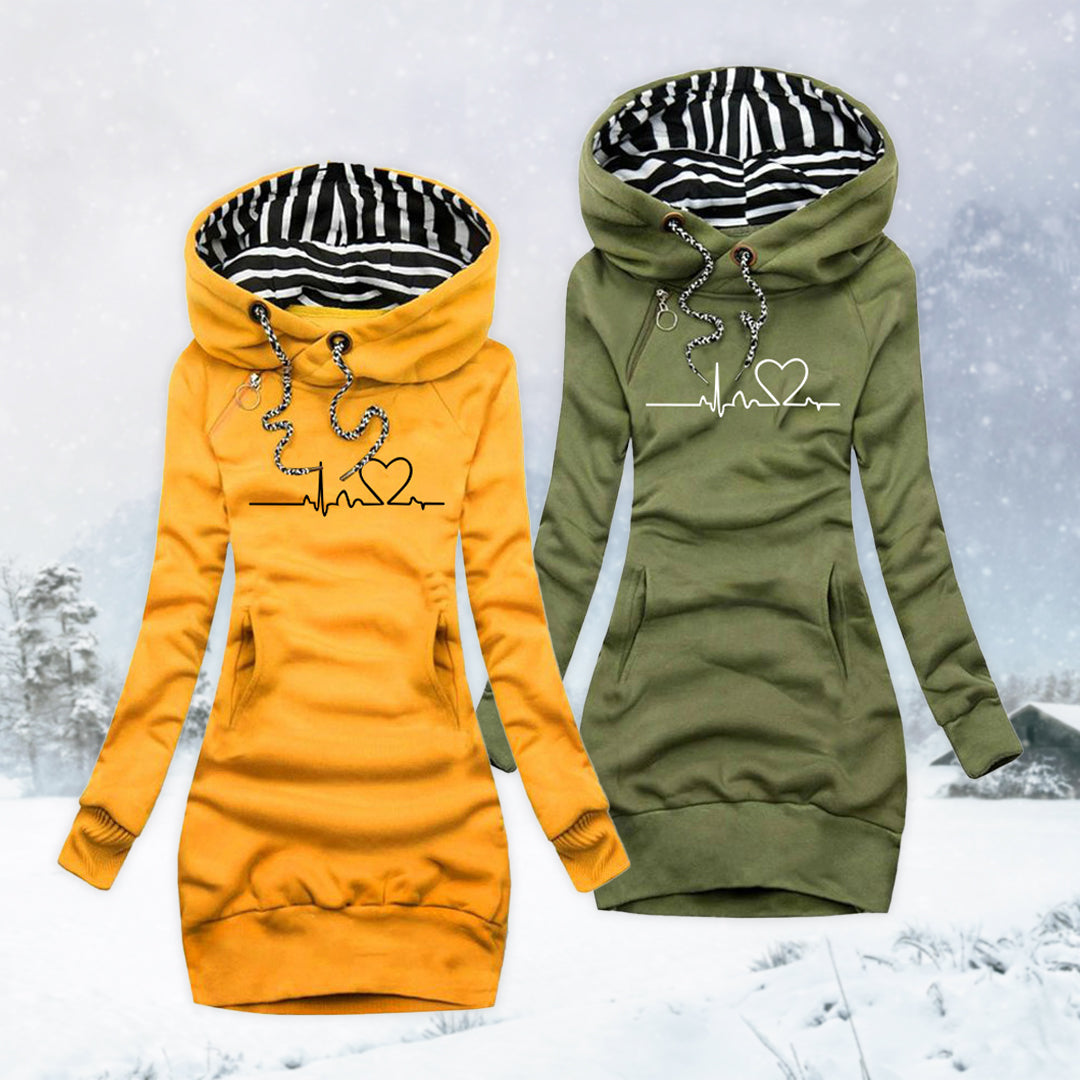 PULSE™ - Sweat à capuche confortable à motif battements de cœur 