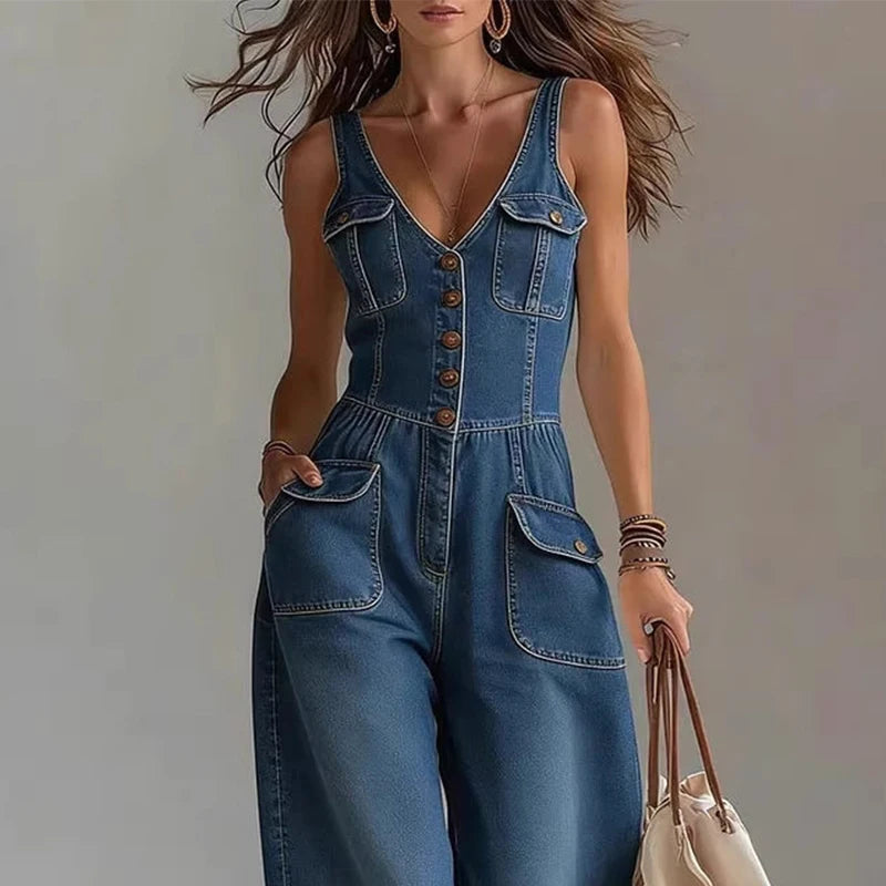 Savannah | Denim Wide-Leg Jumpsuit