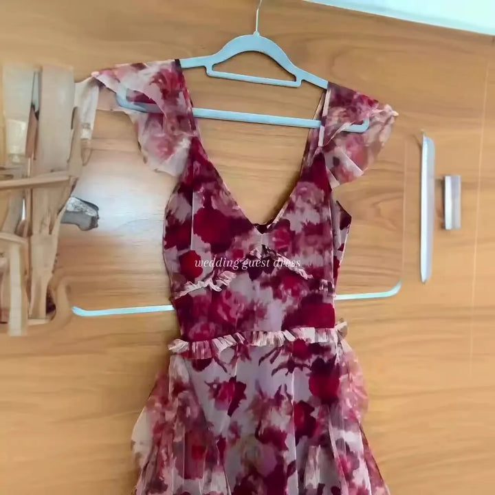 MARIELA™ – Robe longue romantique à volants et imprimé floral