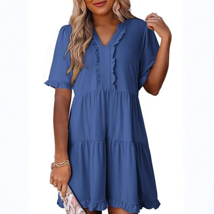SHAILA™ - Robe courte décontractée à col en V