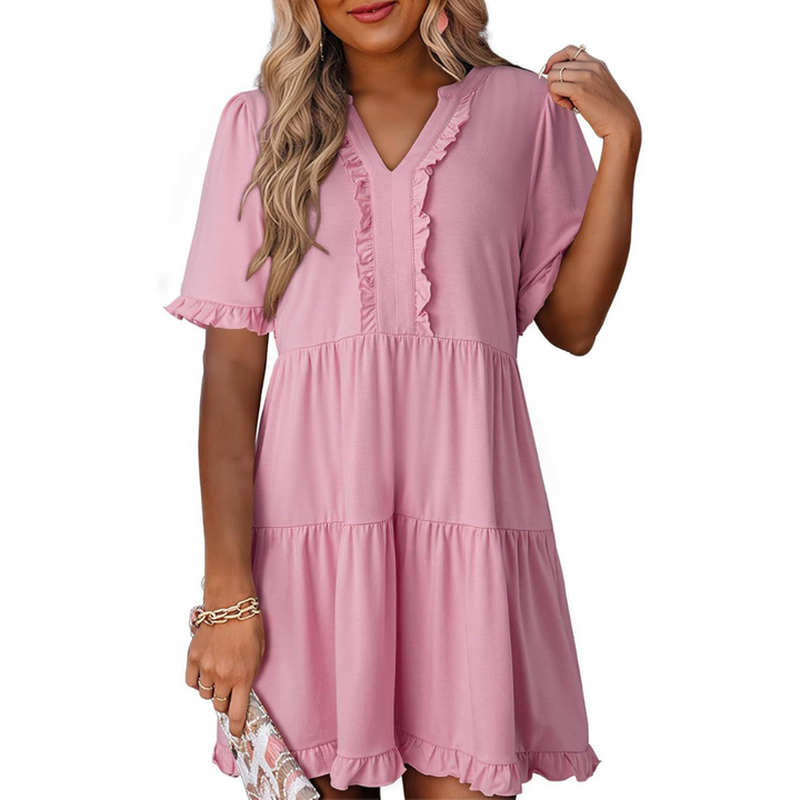 SHAILA™ - Robe courte décontractée à col en V