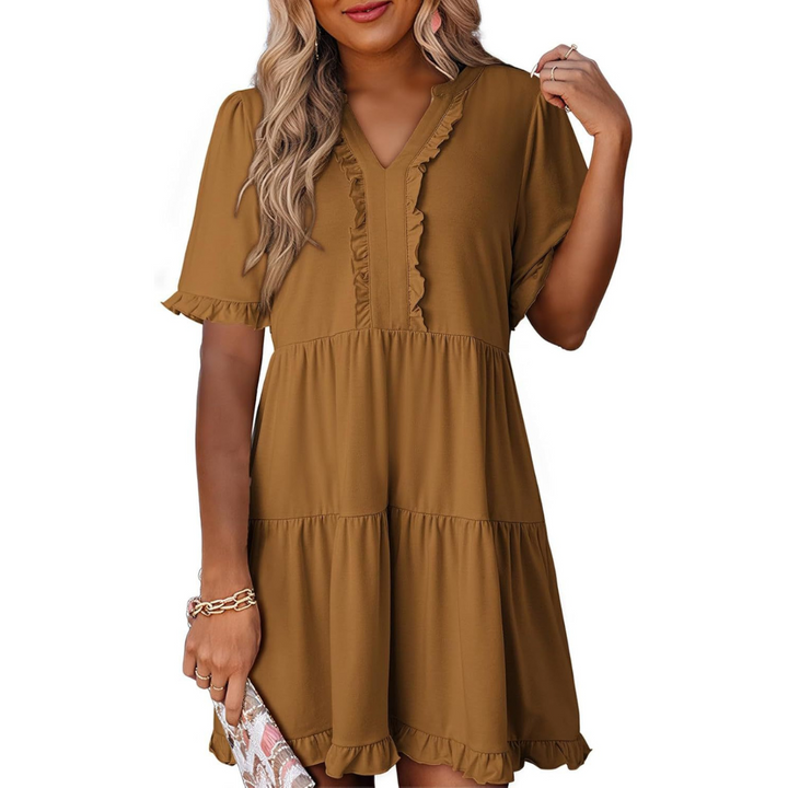 SHAILA™ - Robe courte décontractée à col en V