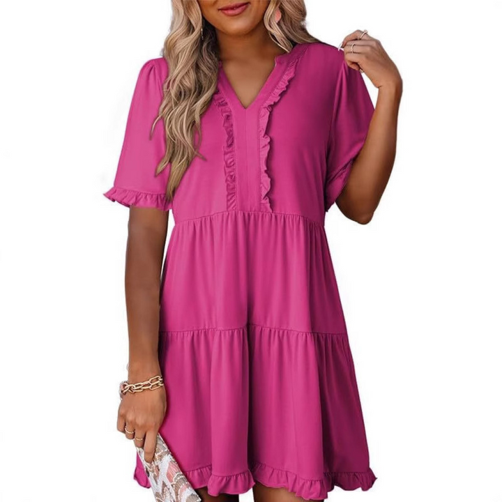 SHAILA™ - Robe courte décontractée à col en V