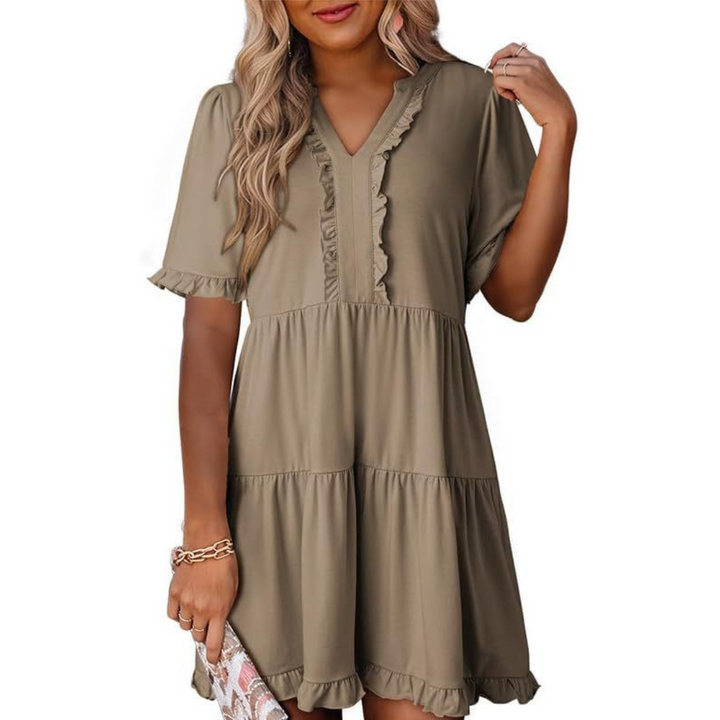 SHAILA™ - Robe courte décontractée à col en V