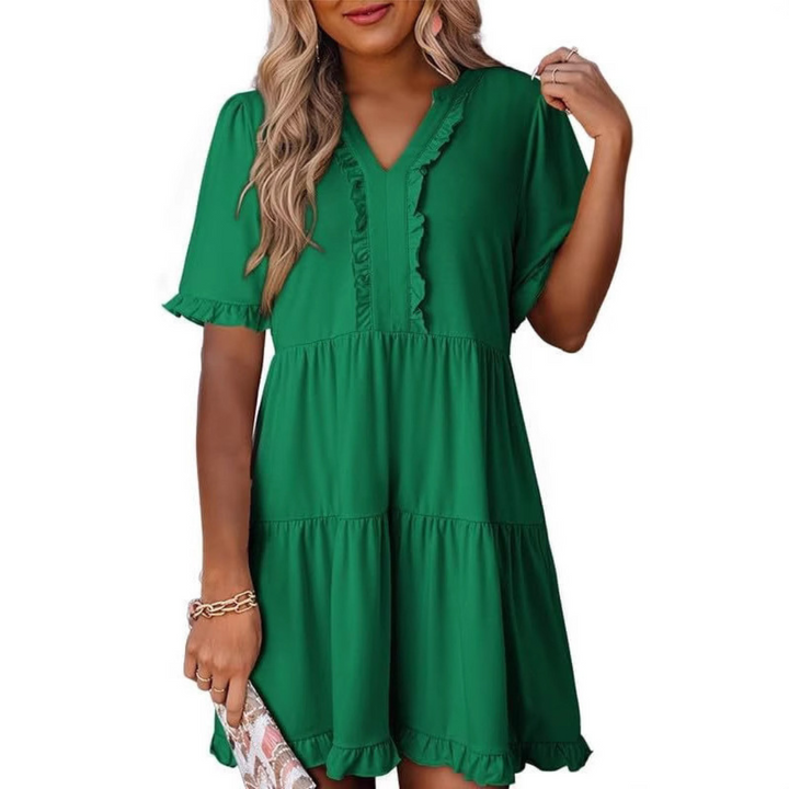 SHAILA™ - Robe courte décontractée à col en V