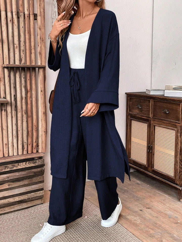 Cozy Minimalist Linen-Look Vest and Loose Pants Set