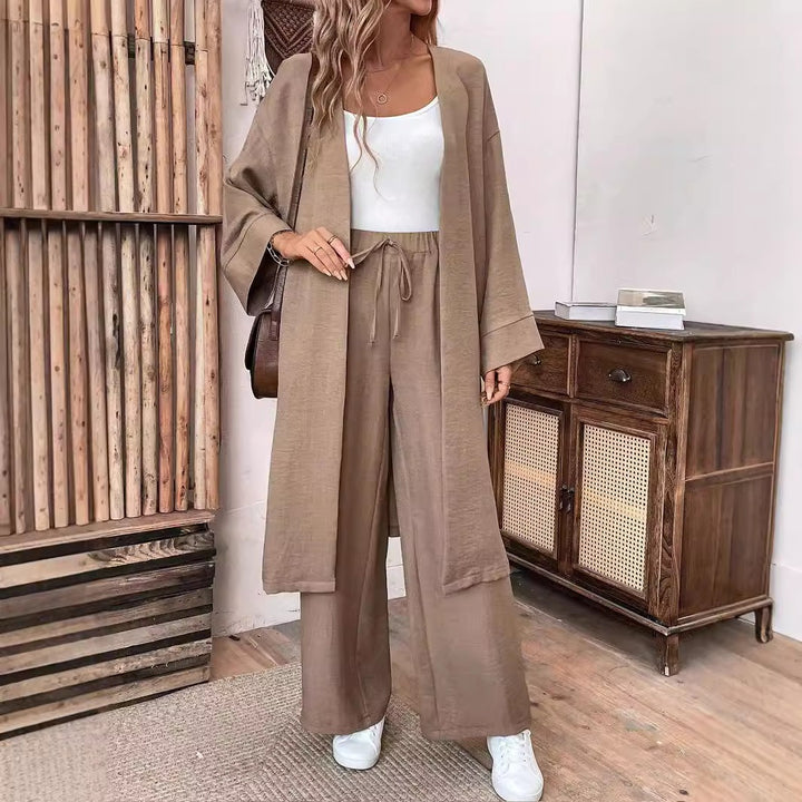 Cozy Minimalist Linen-Look Vest and Loose Pants Set