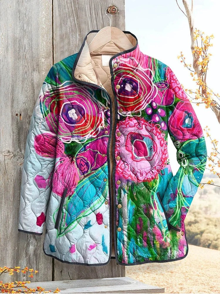 Kaia | Charming Vintage Floral Print Quilted Jacket