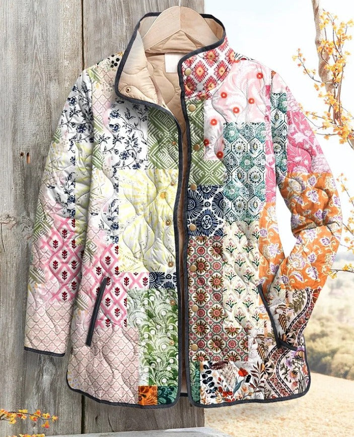 Kaia | Charming Vintage Floral Print Quilted Jacket