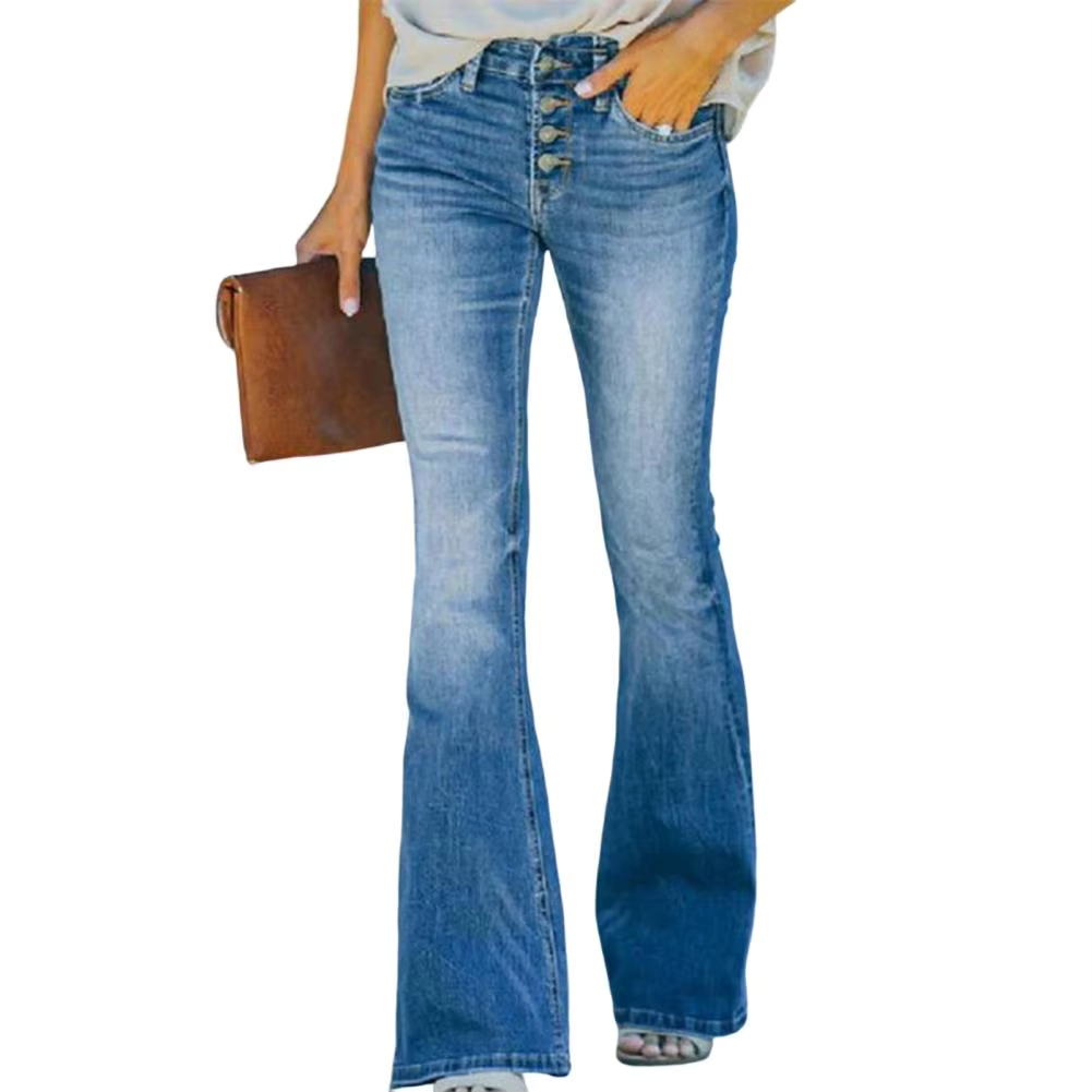 AVELINE™ - Jean évasé vintage taille haute confortable