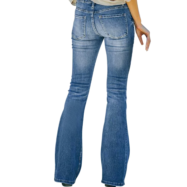 AVELINE™ - Jean évasé vintage taille haute confortable