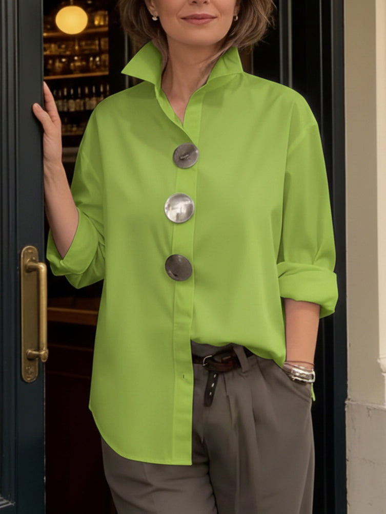 Glenda | Stand Collar Button Blouse