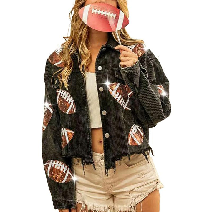 NERISSA™ - Veste de football courte, oversize et chic à boutons