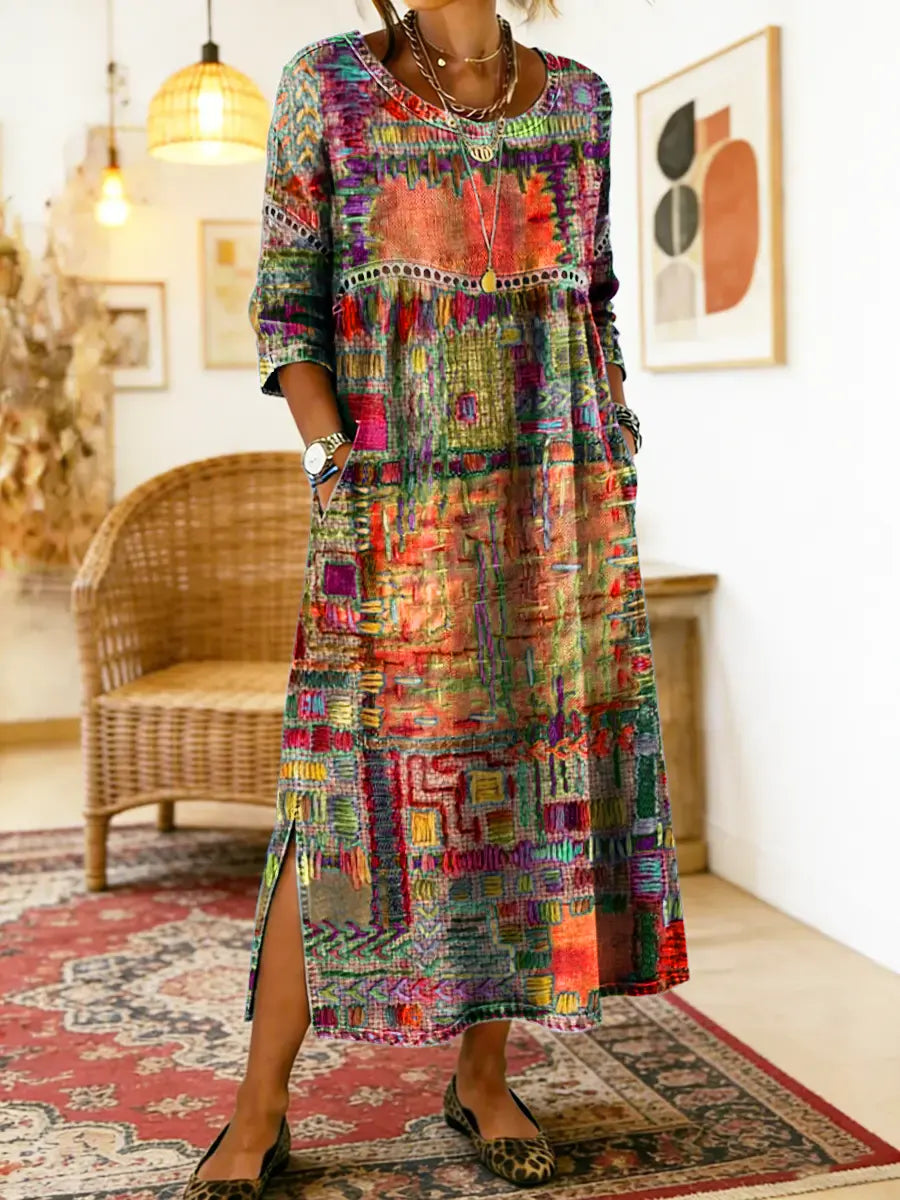 Celeste | Artistic Patchwork Maxi Dress