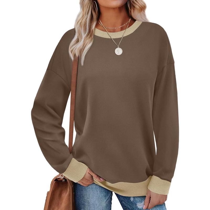 MARGARET™ - Sweat-shirt tunique à manches longues et col rond avec bordure contrastée