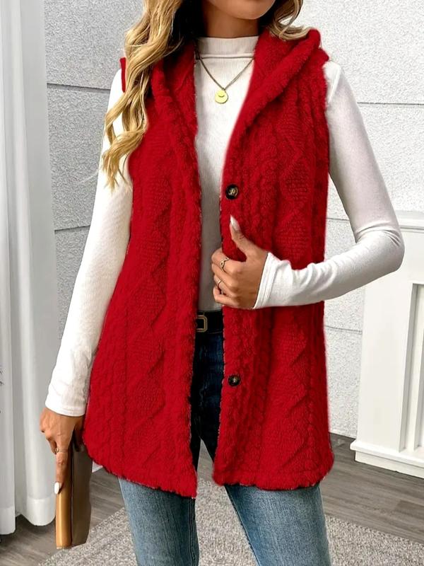 SOFIE™ - Gilet à capuche en peluche pour l'automne et l'hiver avec fermeture à boutons