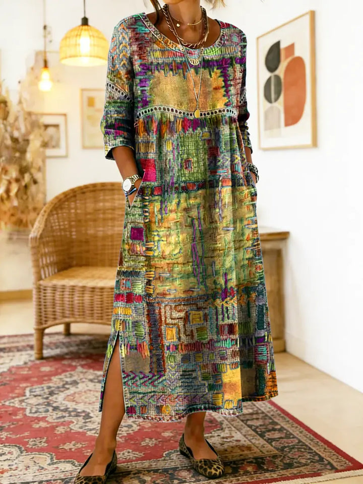 Celeste | Artistic Patchwork Maxi Dress