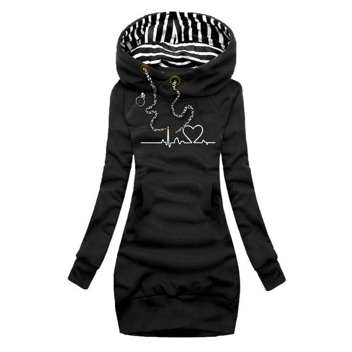 PULSE™ - Sweat à capuche confortable à motif battements de cœur 