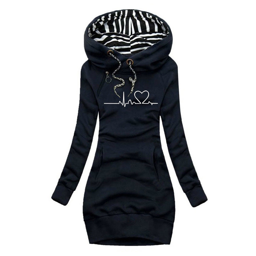 PULSE™ - Sweat à capuche confortable à motif battements de cœur 