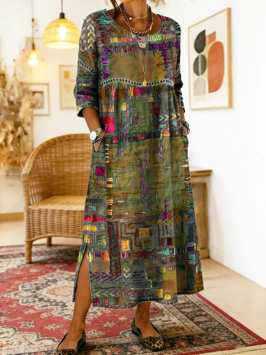 Celeste | Artistic Patchwork Maxi Dress