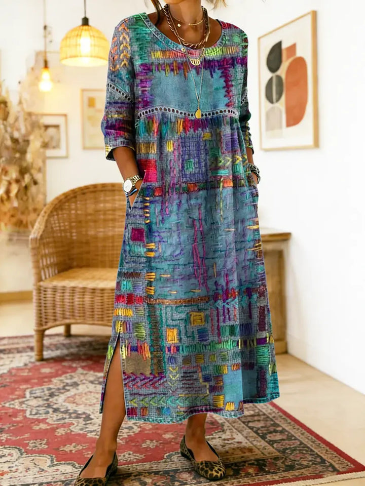 Celeste | Artistic Patchwork Maxi Dress