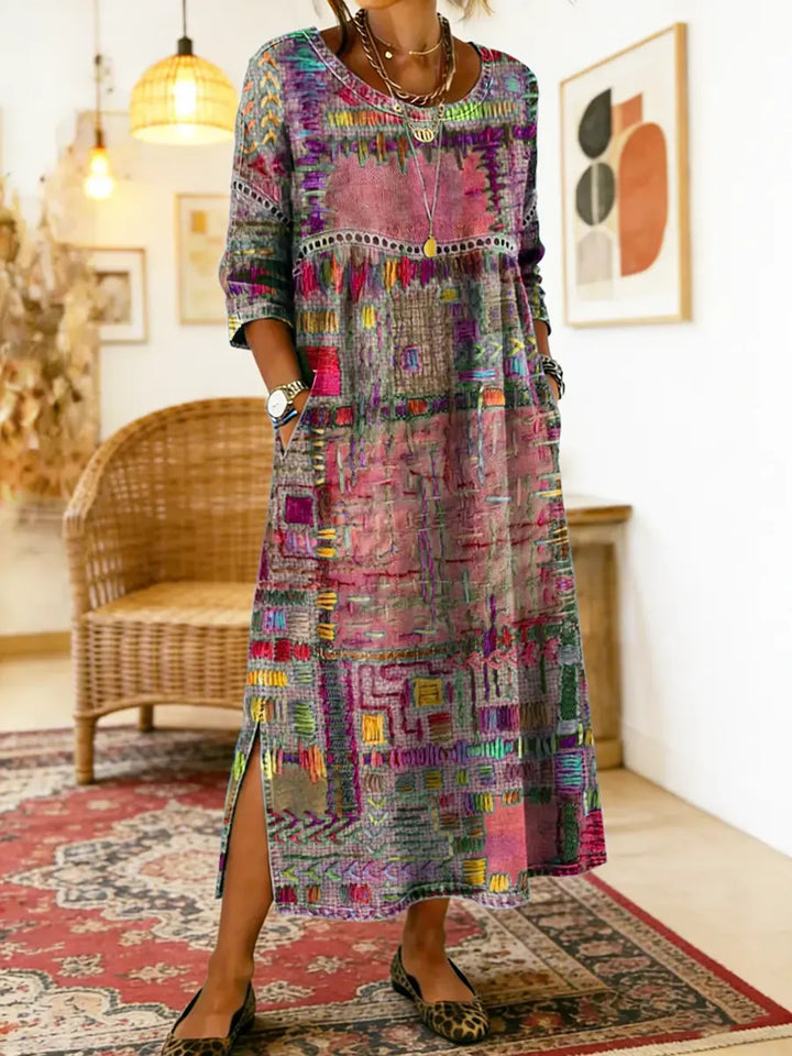 Celeste | Artistic Patchwork Maxi Dress