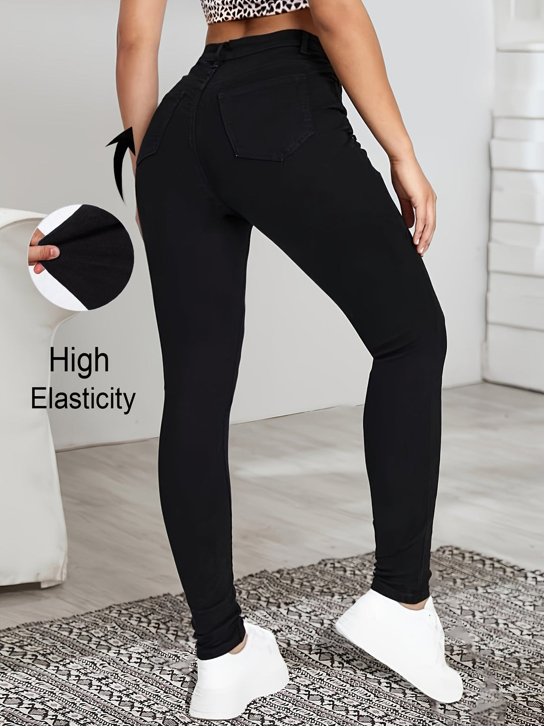 LISETTE™ - Jean skinny taille haute élégant 