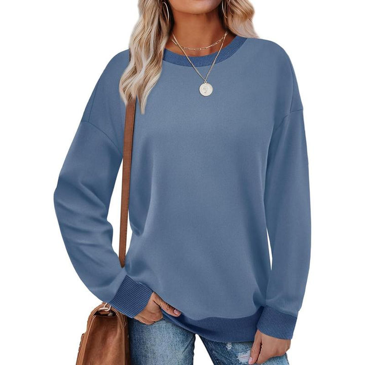 MARGARET™ - Sweat-shirt tunique à manches longues et col rond avec bordure contrastée