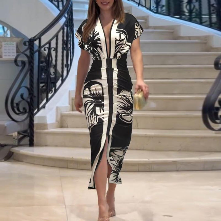 LUCIANA™ – Robe midi élégante et décontractée à manches courtes