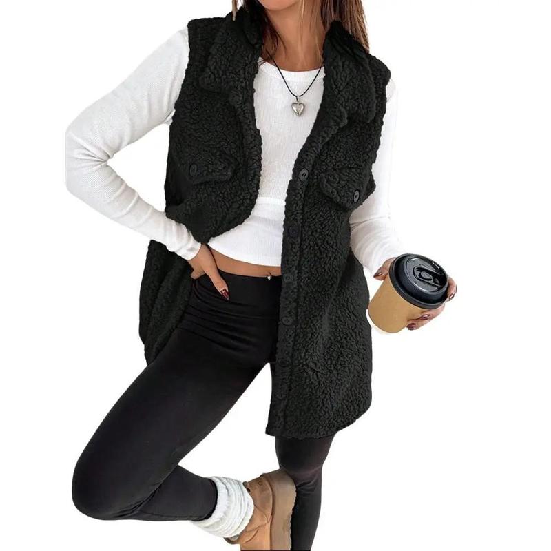 SOPHIE™ - Veste sans manches chaude en sherpa avec fermeture boutonnée pour les journées froides