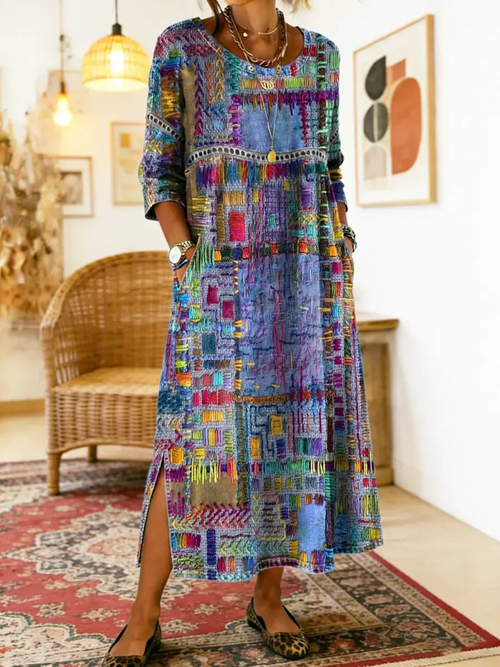 Celeste | Artistic Patchwork Maxi Dress