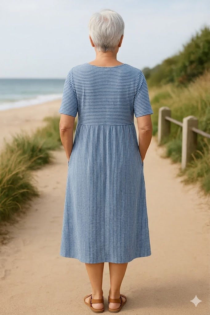 Brienne | Striped Midi Dress – Effortless Comfort