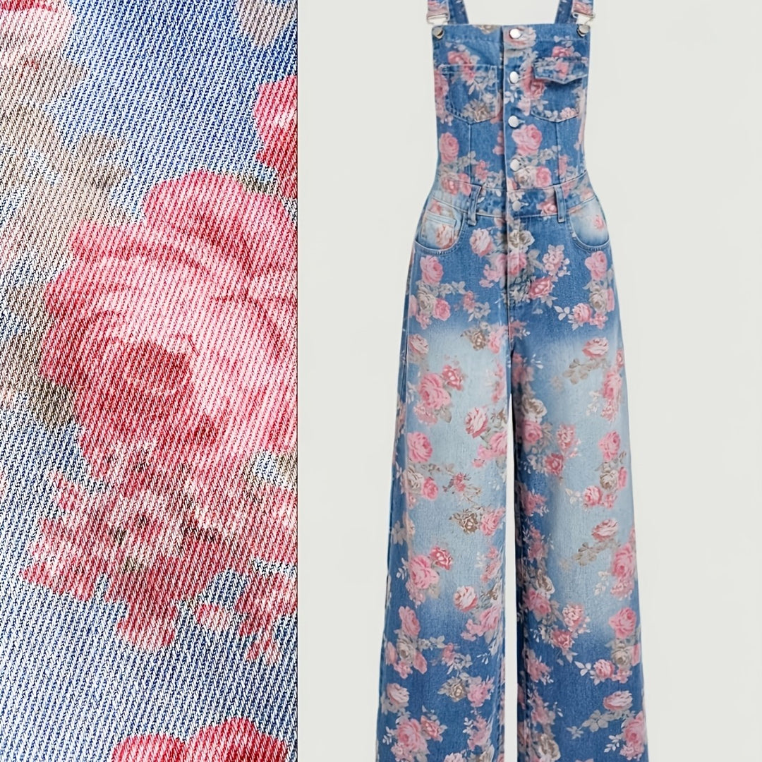 Rosalie | Floral Denim Overalls