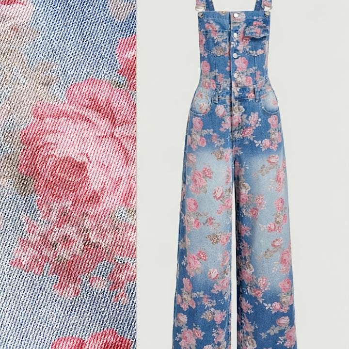 Rosalie | Floral Denim Overalls